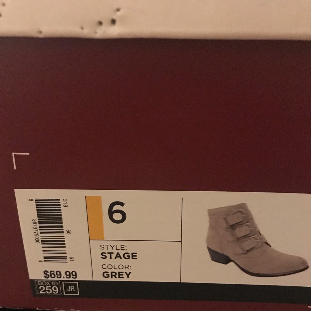 Brand new brown/grey booties with buckles